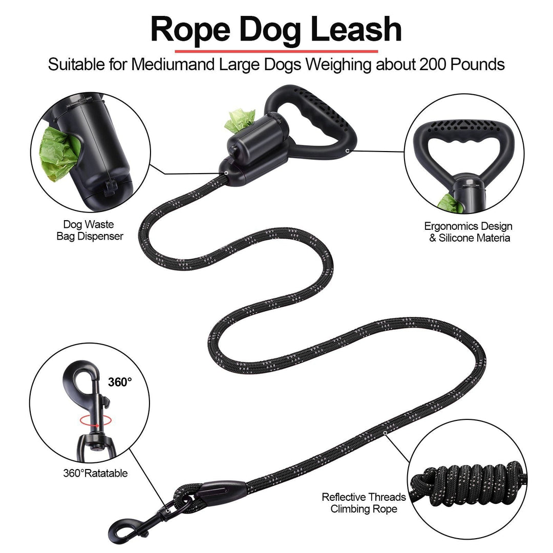 Reflective Durable 2-in-1 Dog Leash 5ft Hands-Free Waste Bag Dispenser Image 4