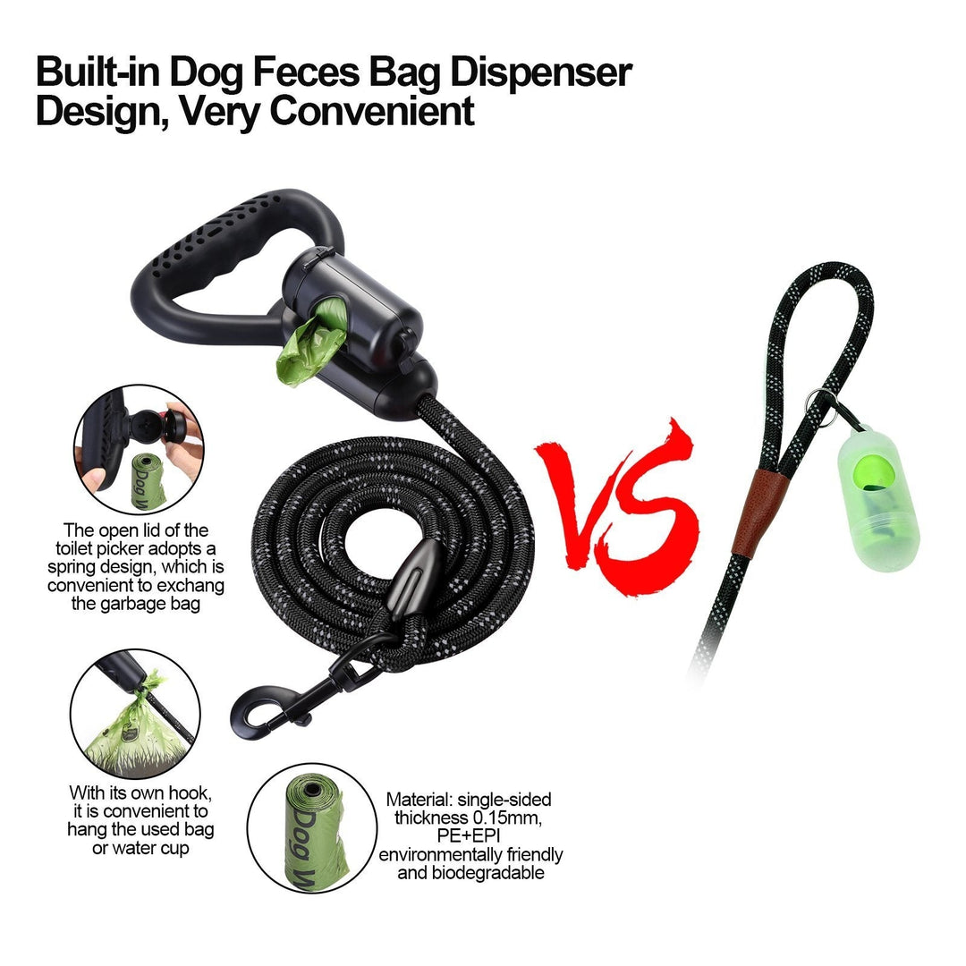 Reflective Durable 2-in-1 Dog Leash 5ft Hands-Free Waste Bag Dispenser Image 6