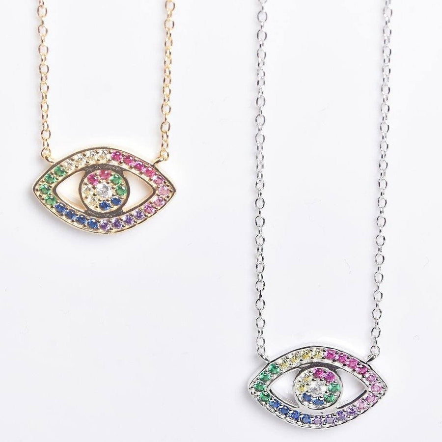 Rainbow CZ Eye Necklace Image 1