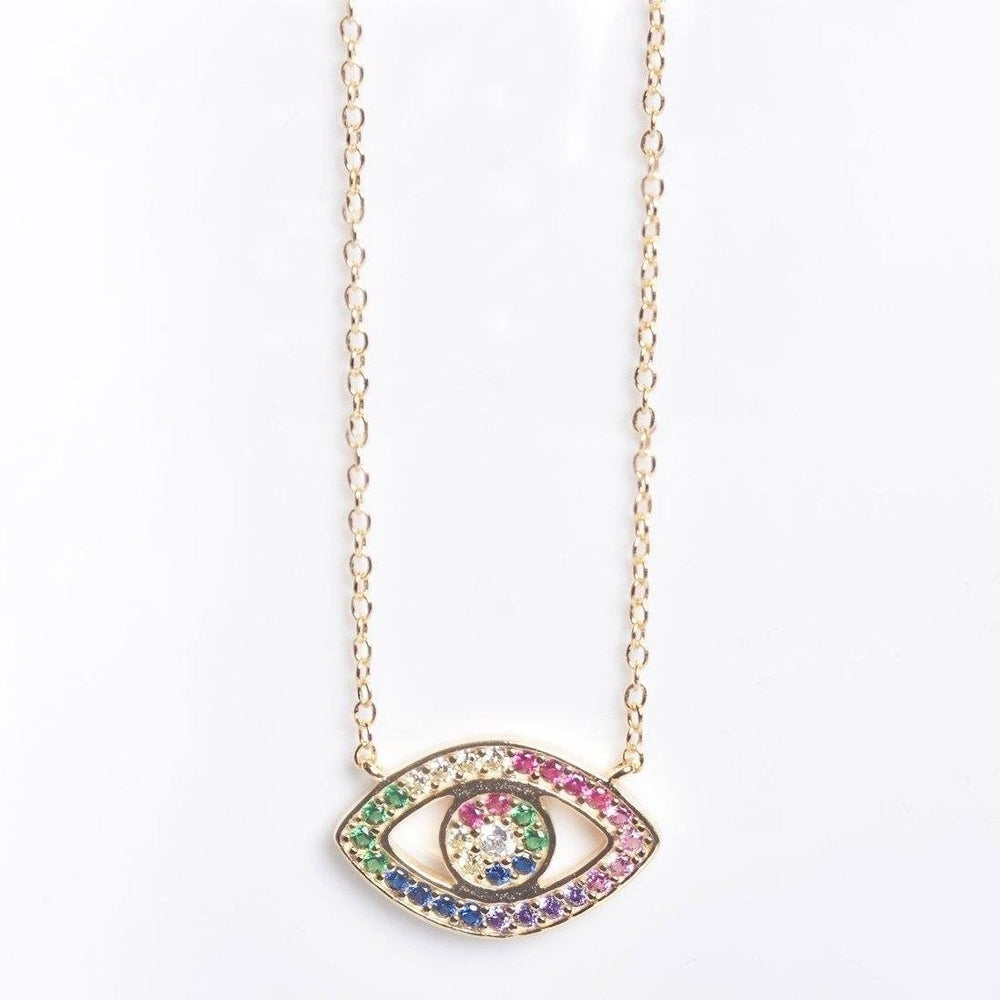 Rainbow CZ Eye Necklace Image 2