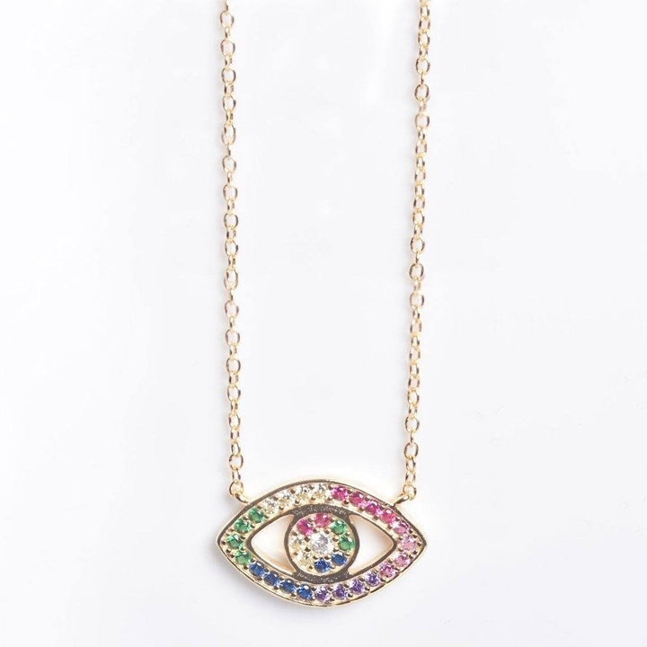 Rainbow CZ Eye Necklace Image 2