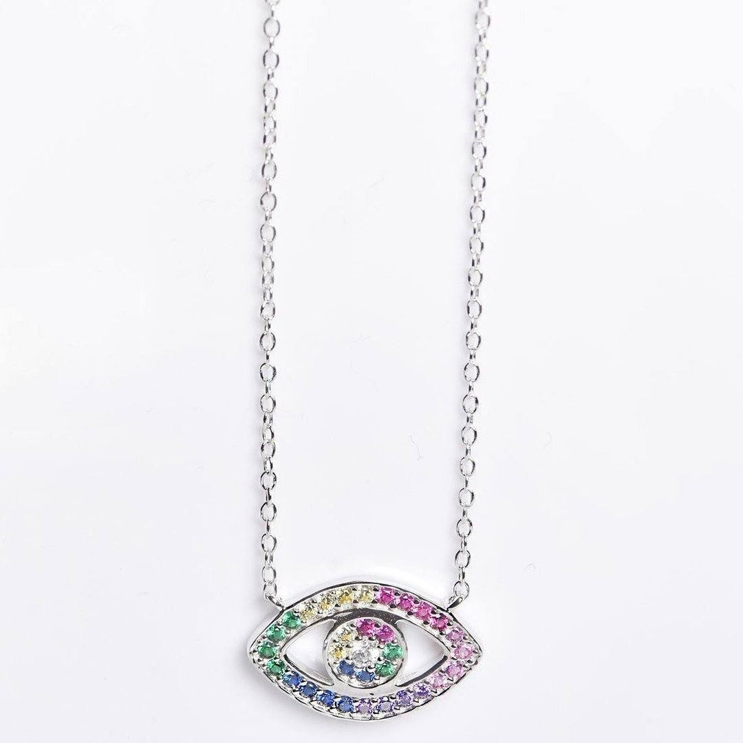 Rainbow CZ Eye Necklace Image 1