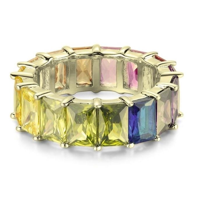 Rainbow Emerald Eternity Band Image 2