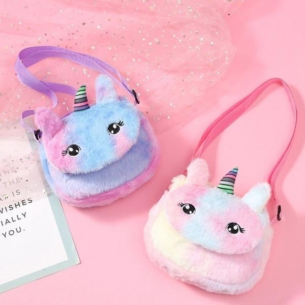 Rainbow Unicorn Plush Shoulder Bag Image 1