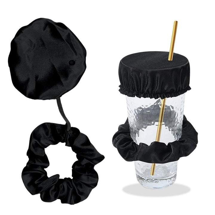 Reusable Anti-Spike Scrunchie Drink Mug Glass Cover Cap Headband with Straw Hole for Covering Drinks Party Club Disco Image 1