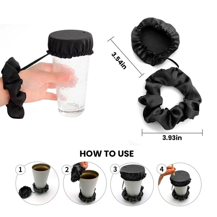 Reusable Anti-Spike Scrunchie Drink Mug Glass Cover Cap Headband with Straw Hole for Covering Drinks Party Club Disco Image 6