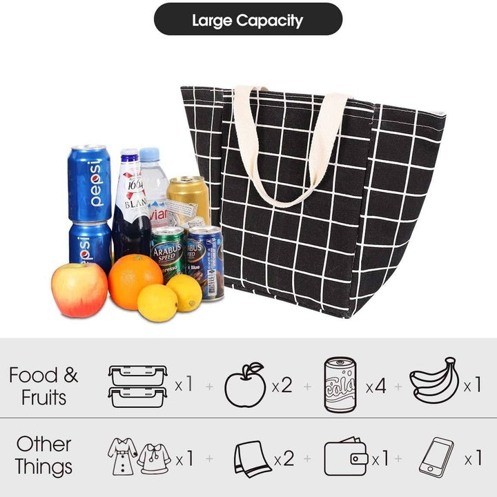 Reusable Lunch Bag Insulated Lunch Box Canvas Fabric with Aluminum Foil Image 10