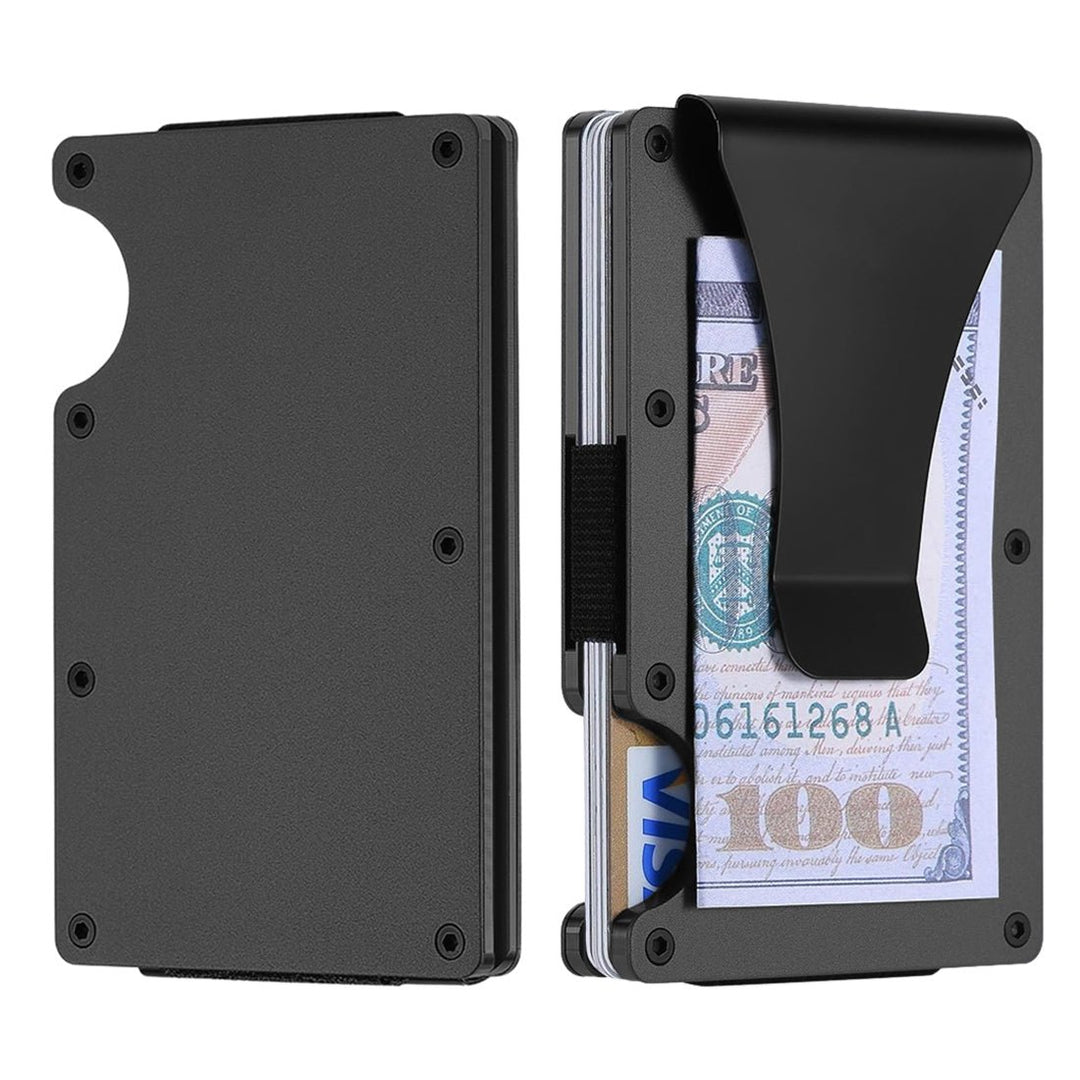 RFID Blocking Minimalist Scratch Resistant Slim Credit Card Holder Wallet with Easily Removable Money Clip Image 3