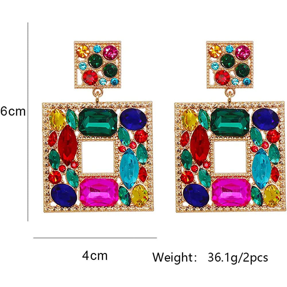 Rhinestone Square Drop Earrings Image 8