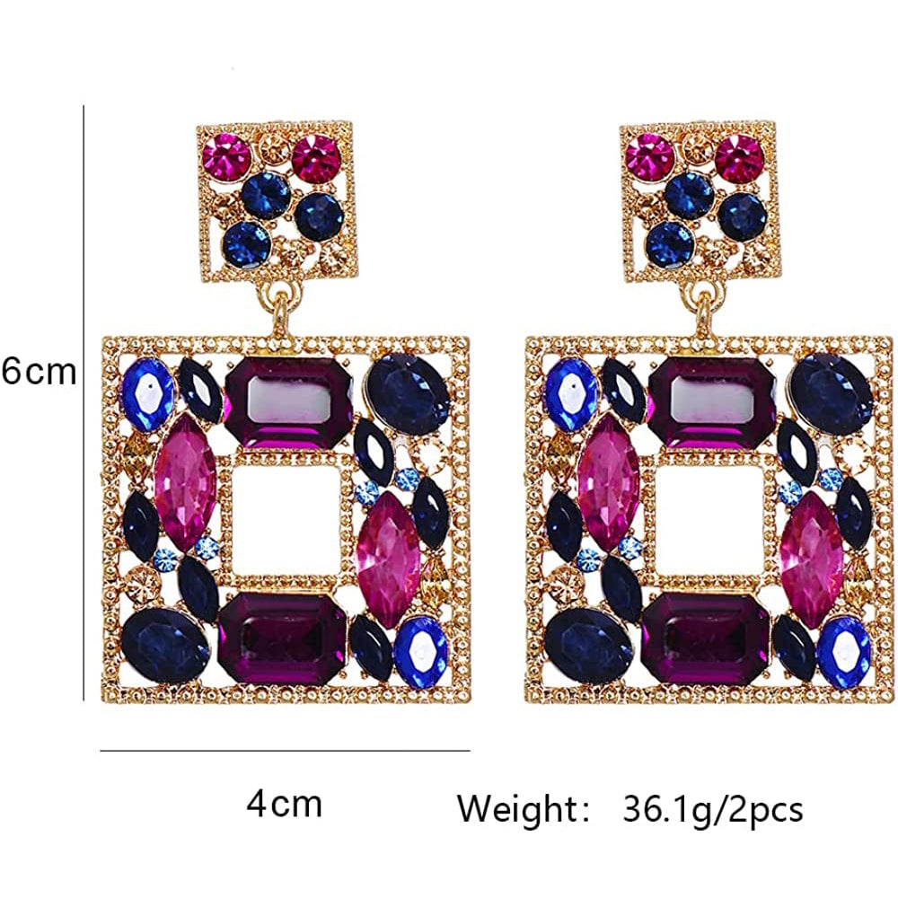 Rhinestone Square Drop Earrings Image 10