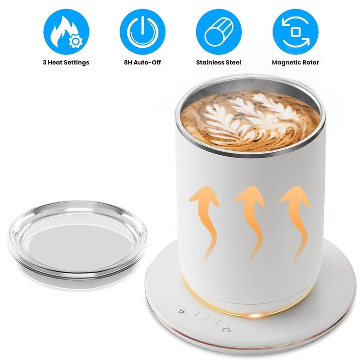 Self Stirring Coffee Mug with Lid Temperature Control 3 Heat Settings Image 4