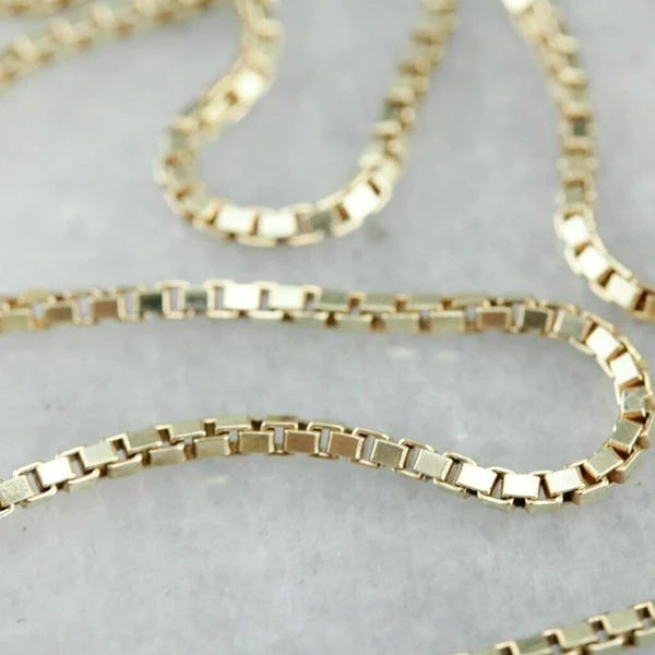 Solid Genuine 10K Gold Box Chain Image 1