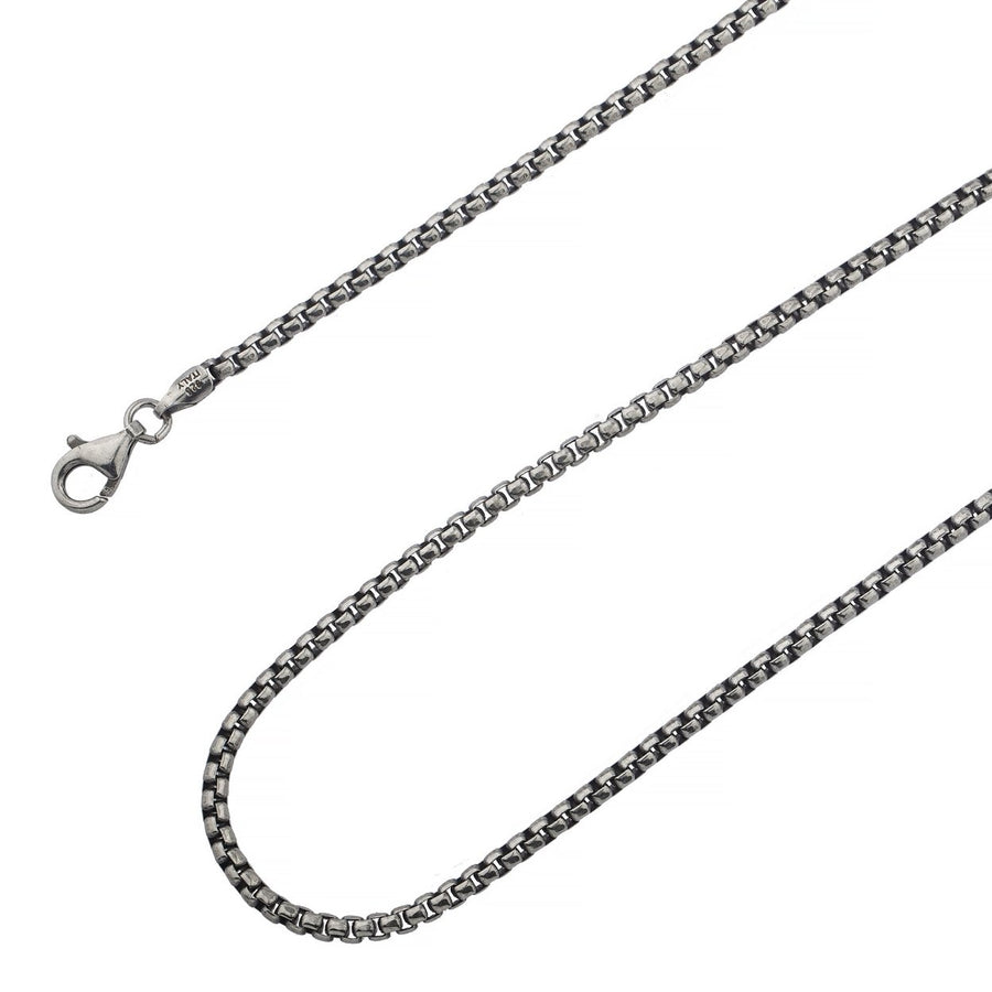 Solid Round Box Chain Necklace - Oxidized Antique Finish Image 1