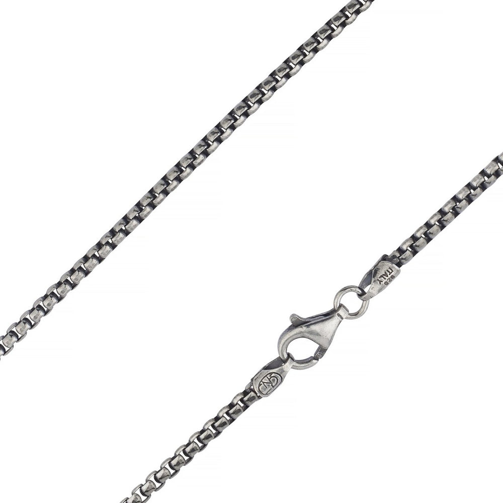 Solid Round Box Chain Necklace - Oxidized Antique Finish Image 2