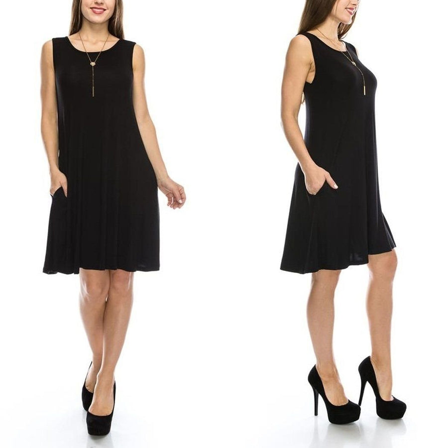 Sleeveless Tunic Dress with Pockets - Assorted Sizes Image 1