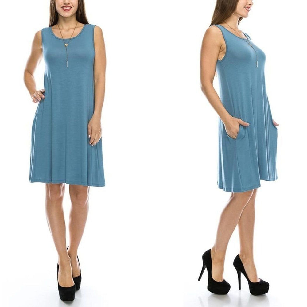 Sleeveless Tunic Dress with Pockets - Assorted Sizes Image 2