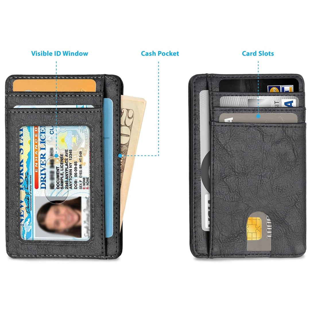 Slim Minimalist Front Pocket RFID Blocking Leather Wallets for Men Women Image 6