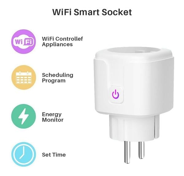 Smart Plug WiFi Socket Power Monitor Timing Function Tuya SmartLife APP Control Works With Alexa Google Assistant Image 4