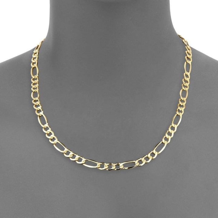 Solid 10K Gold Diamond Cut Italian Crafted Figaro Chain - Assorted Sizes Image 2