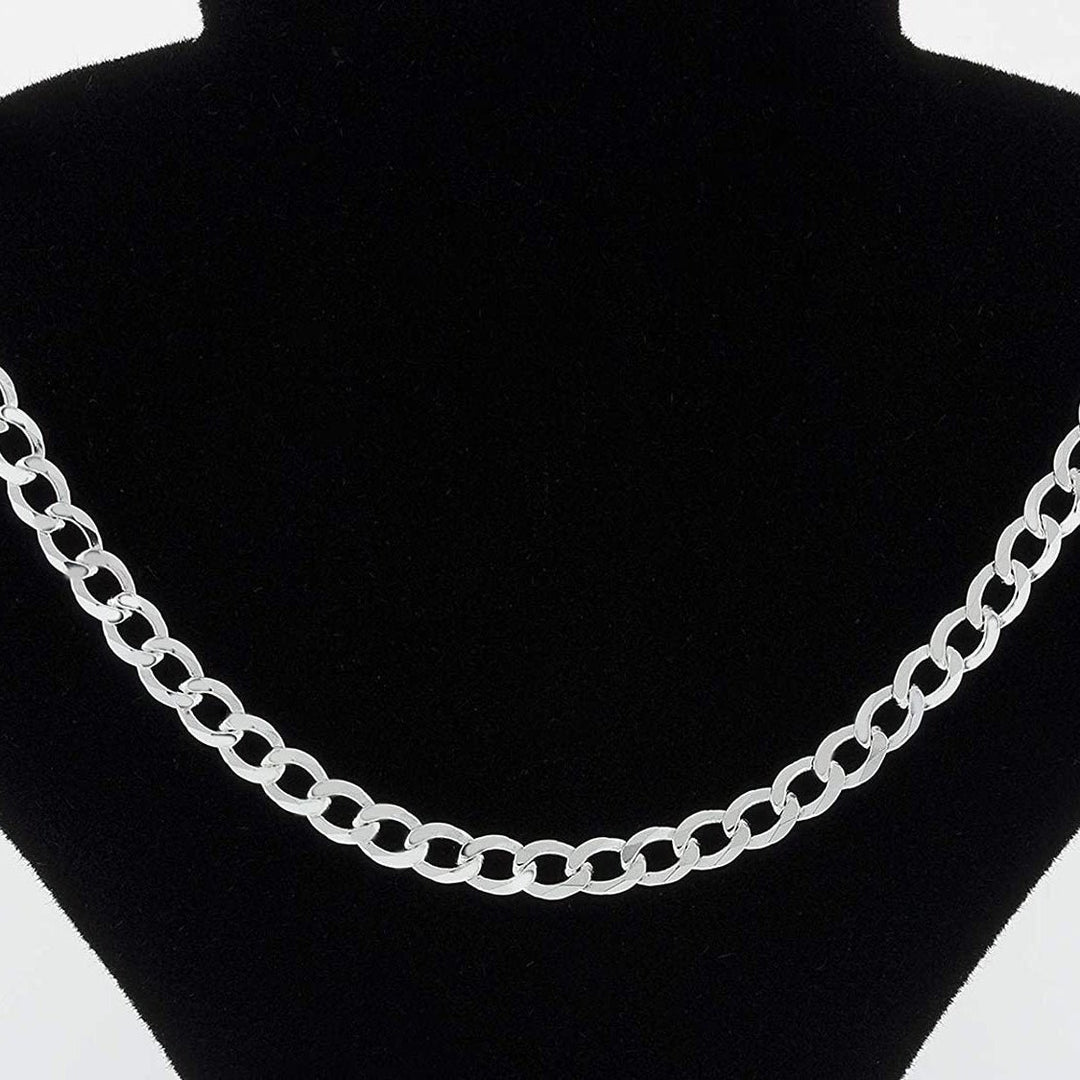 Solid 925 Sterling Silver 4.5mm Cuban Chain Necklace Image 2