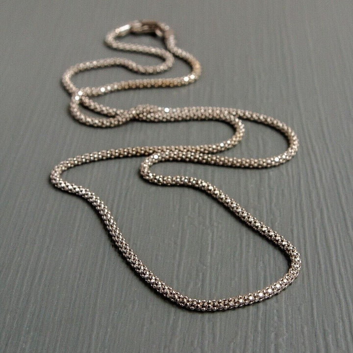 Solid 925 Oxidized Sterling Silver 1.8MM Italian Popcorn Coreana Chain Image 1