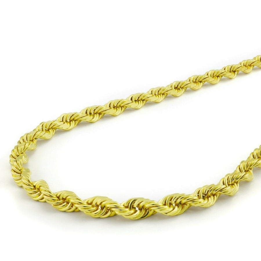 Solid 925 Sterling Silver 14K Gold Vermeil Italian Rope Chain Image 1