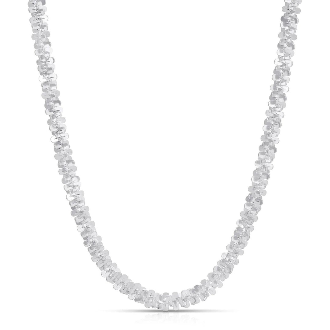 Solid 925 Sterling Silver Diamond Cut Margarita Sparkle Rock 3MM Chain Necklace Image 1