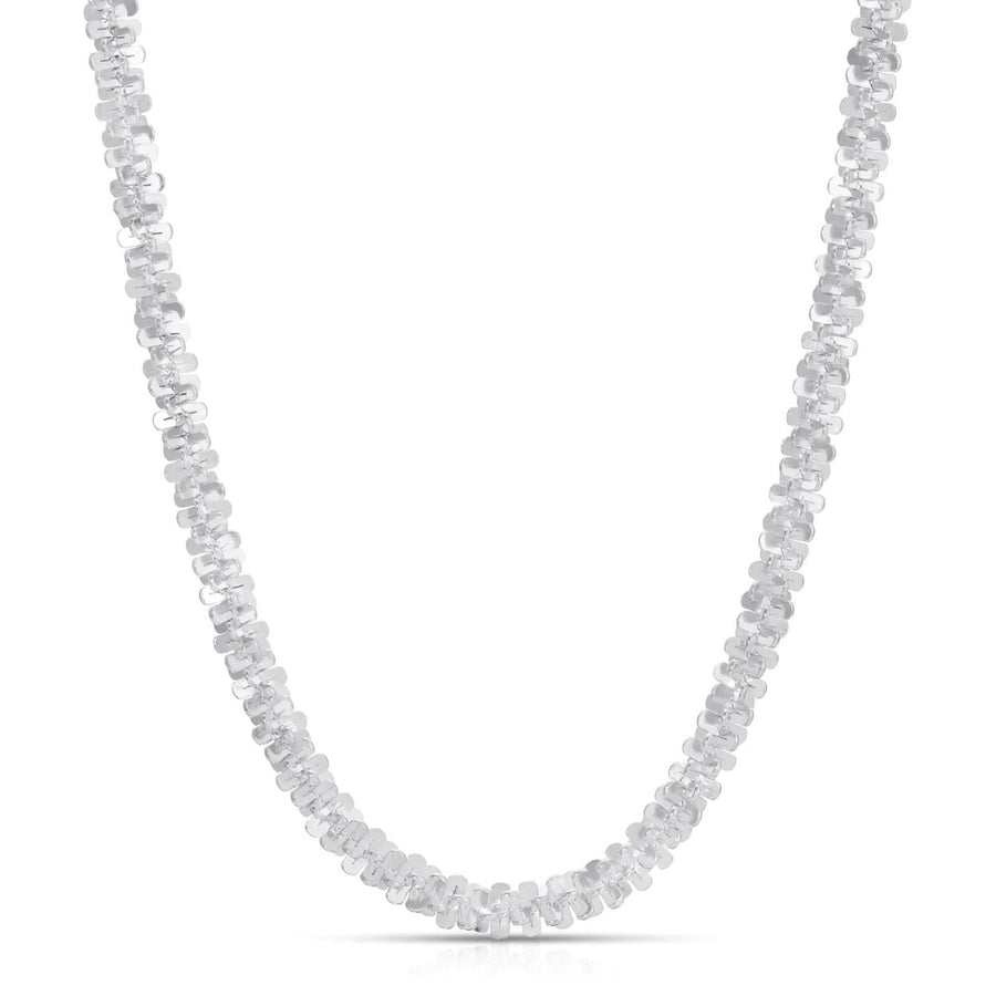 Solid 925 Sterling Silver Diamond Cut Margarita Sparkle Rock 3MM Chain Necklace Image 1