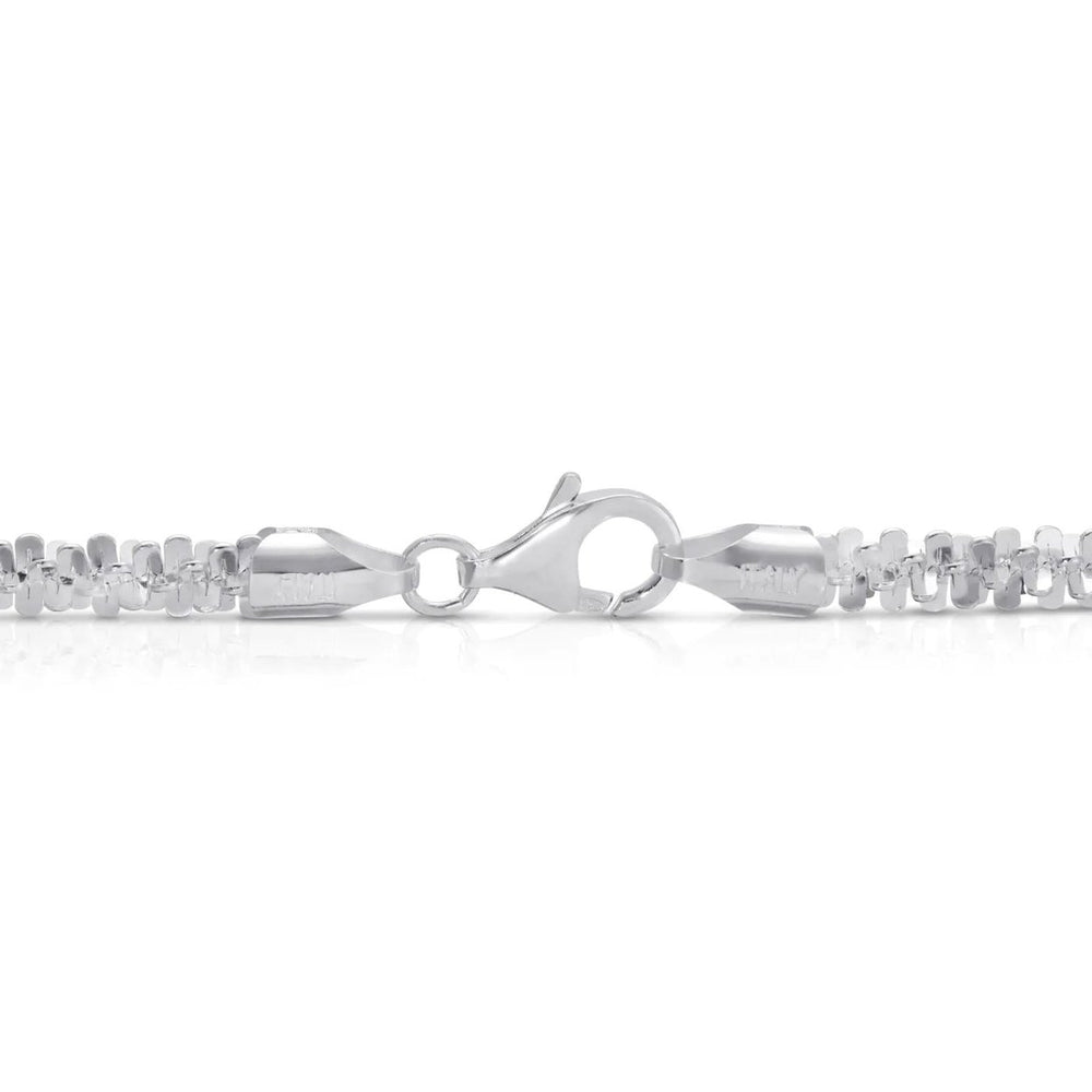 Solid 925 Sterling Silver Diamond Cut Margarita Sparkle Rock 3MM Chain Necklace Image 2