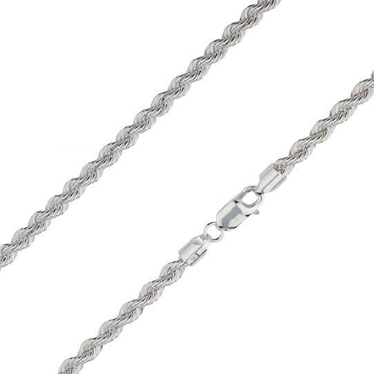 Solid 925 Sterling Silver 4.5mm Diamond Cut Rope Chain Image 1