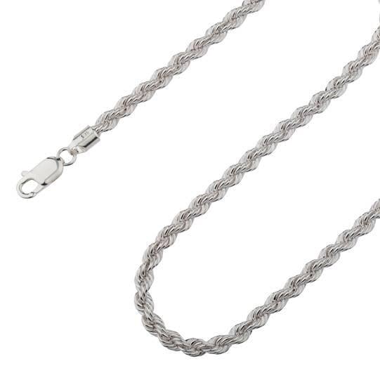 Solid 925 Sterling Silver 4.5mm Diamond Cut Rope Chain Image 2