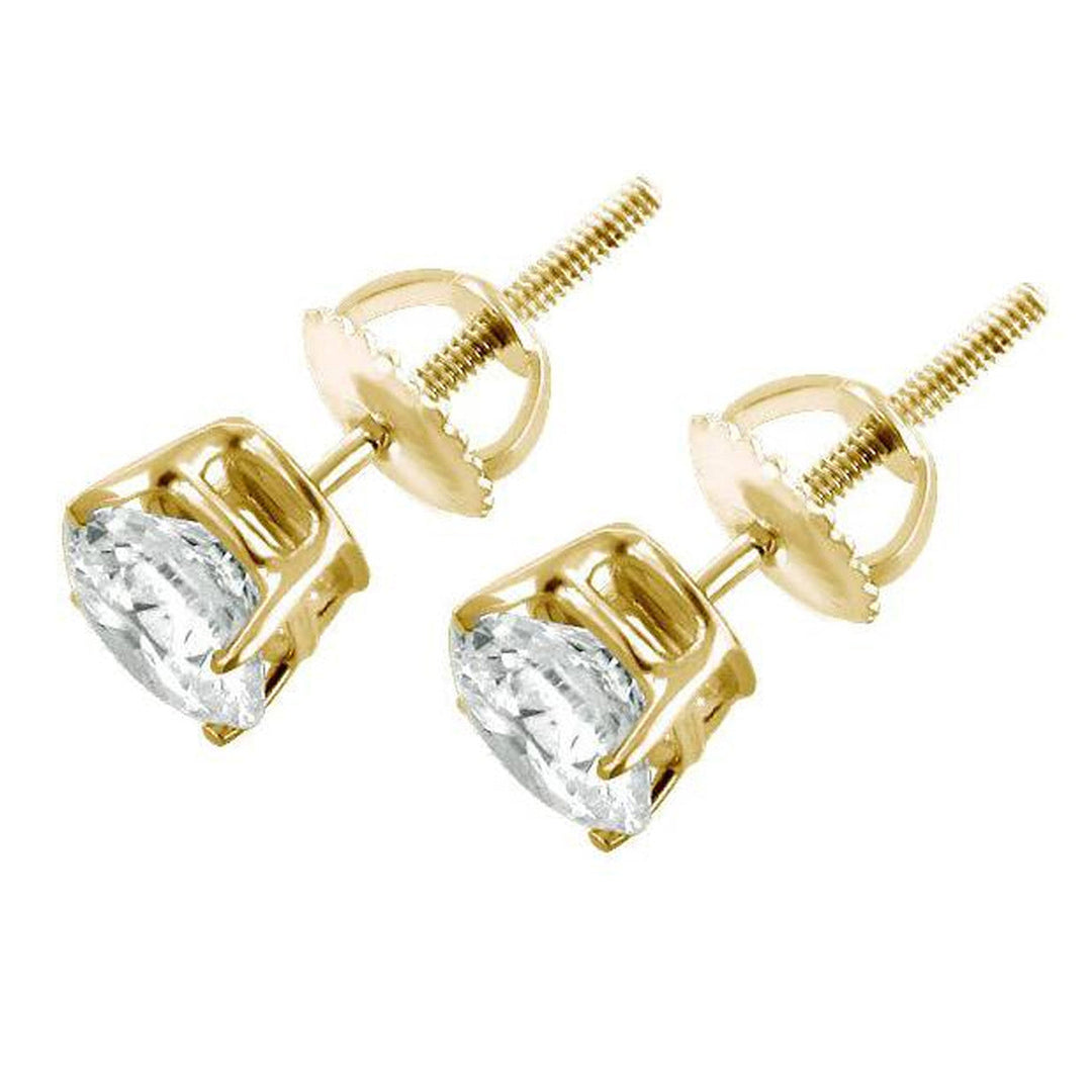 Solid 925 Sterling Silver Screw Back Studs Earrings Cubic Zirconia Image 2