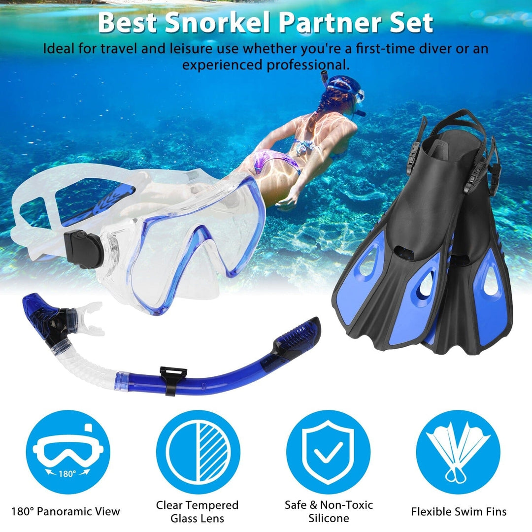 Snorkling Gear Mask Fin Set with Adjustable Swim Fins Image 10