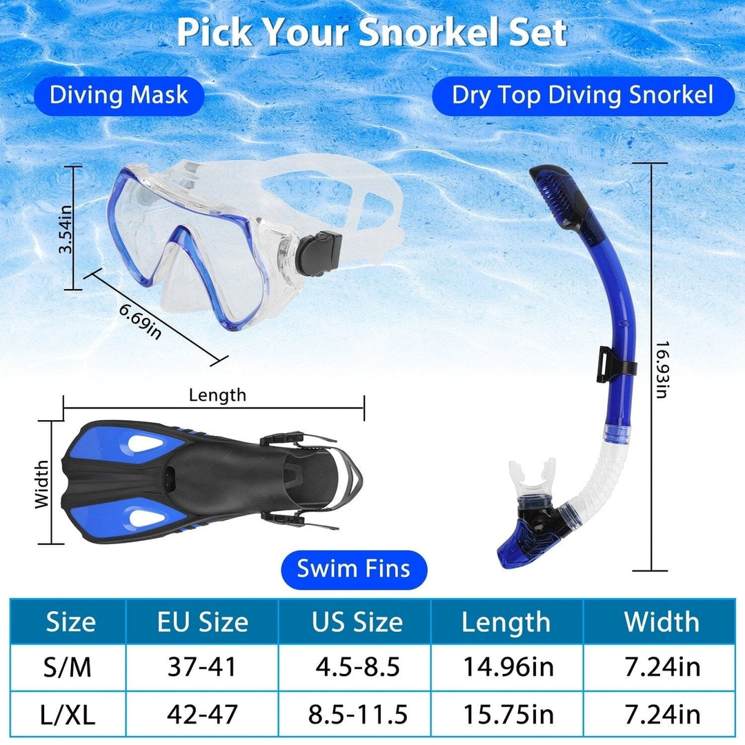 Snorkling Gear Mask Fin Set with Adjustable Swim Fins Image 12