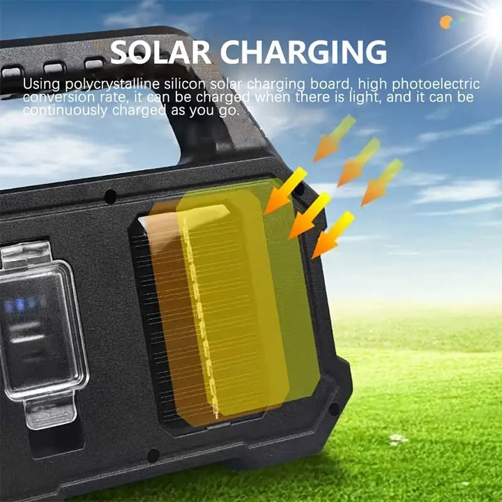 Solar Portable Flashlight and Handheld Searchlight with Side Lights Image 4