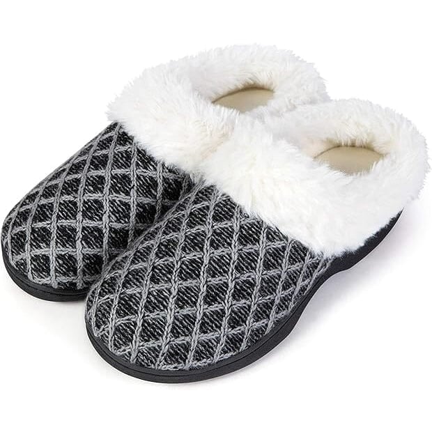 Roxoni Womens Cozy Memory Foam Slippers Fuzzy Warm Faux faux Indoor Outdoor Rubber Sole Image 1