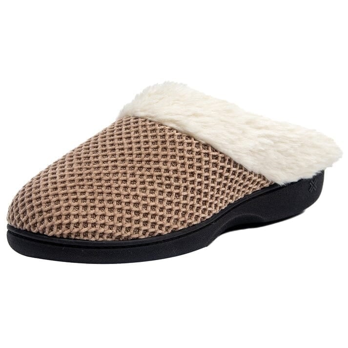 Roxoni Womens Fleece Trim Knit Sweater Furr Clog Slipper Image 1