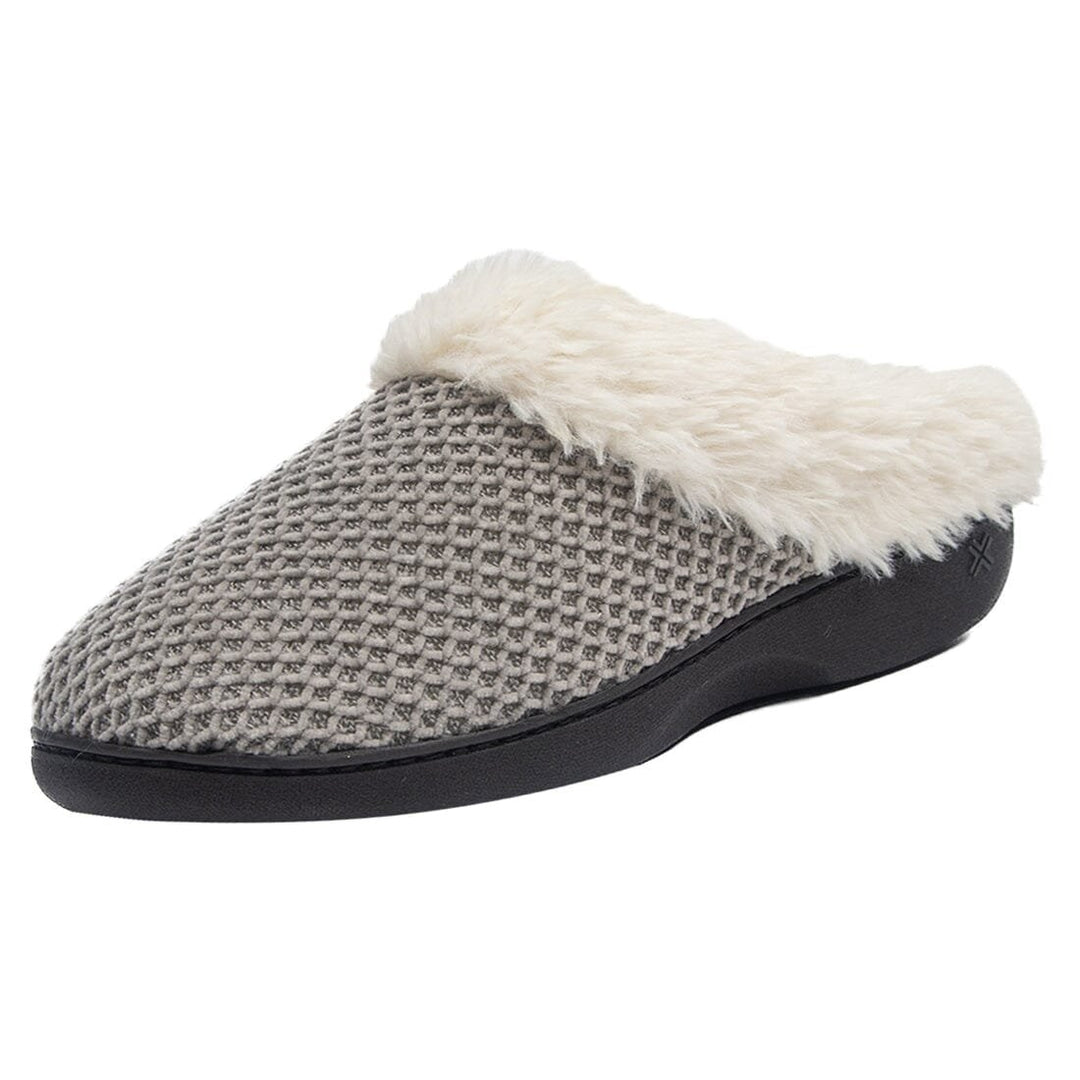 Roxoni Womens Fleece Trim Knit Sweater Furr Clog Slipper Image 2