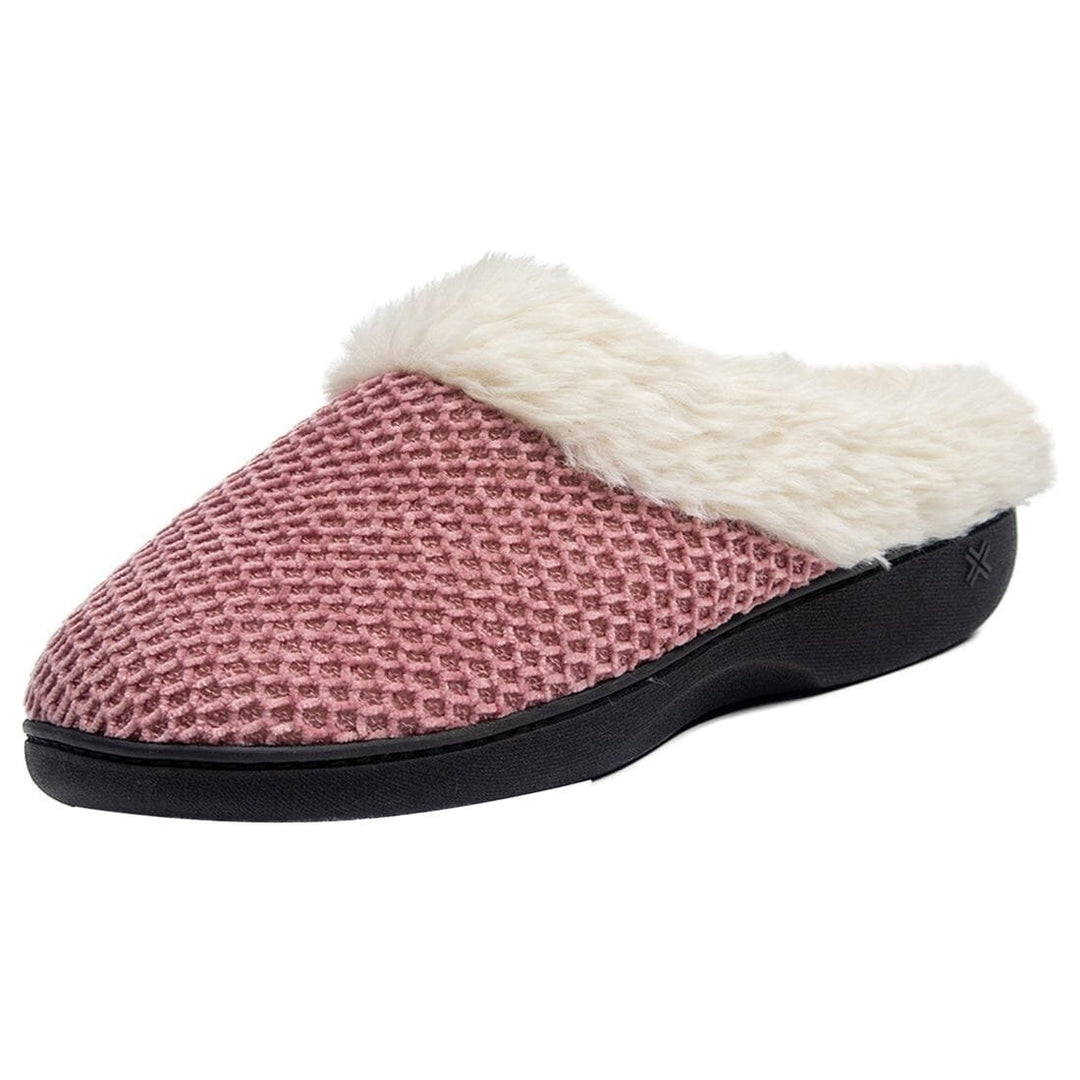 Roxoni Womens Fleece Trim Knit Sweater Furr Clog Slipper Image 3