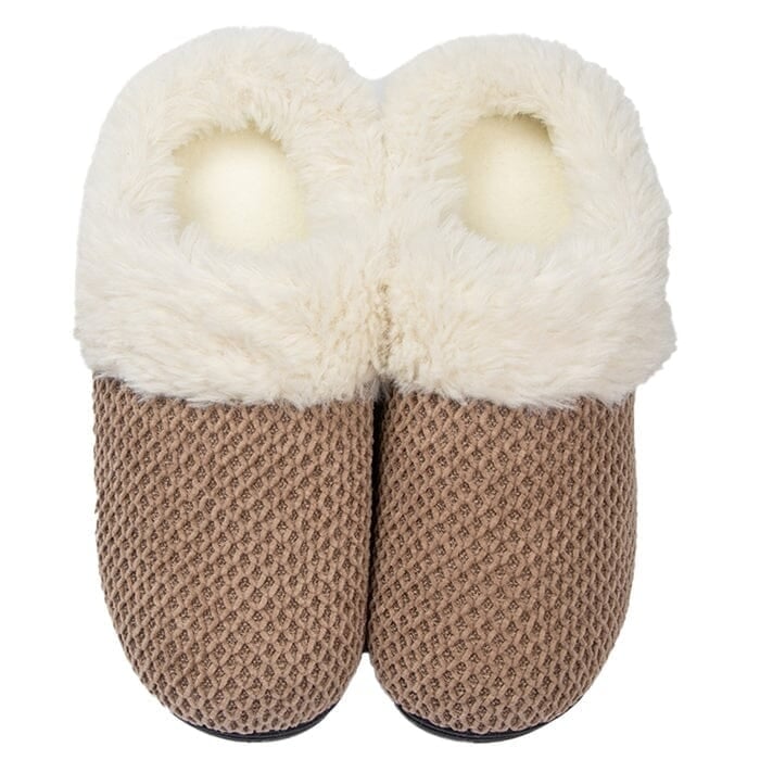 Roxoni Womens Fleece Trim Knit Sweater Furr Clog Slipper Image 4