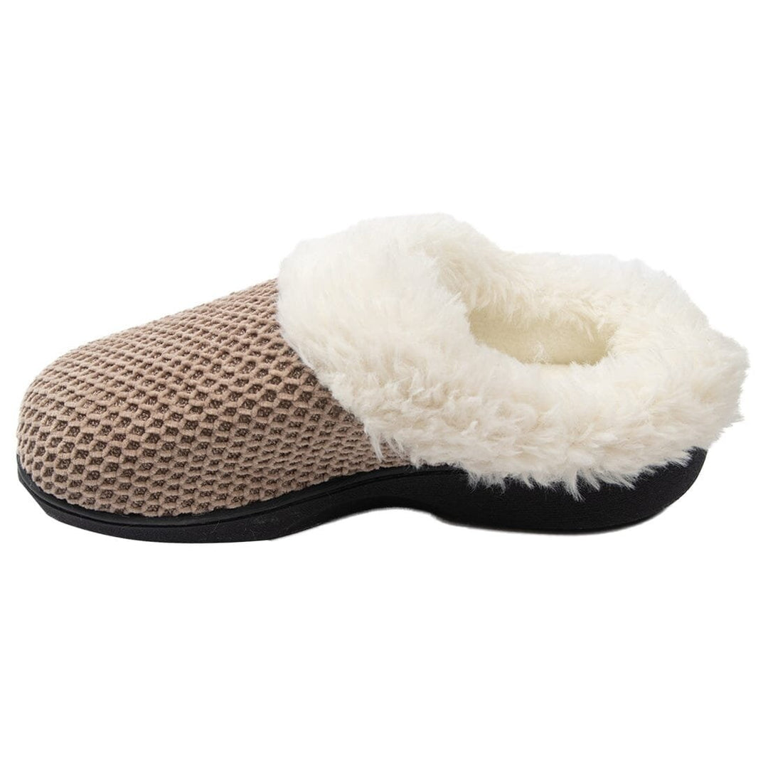 Roxoni Womens Fleece Trim Knit Sweater Furr Clog Slipper Image 4