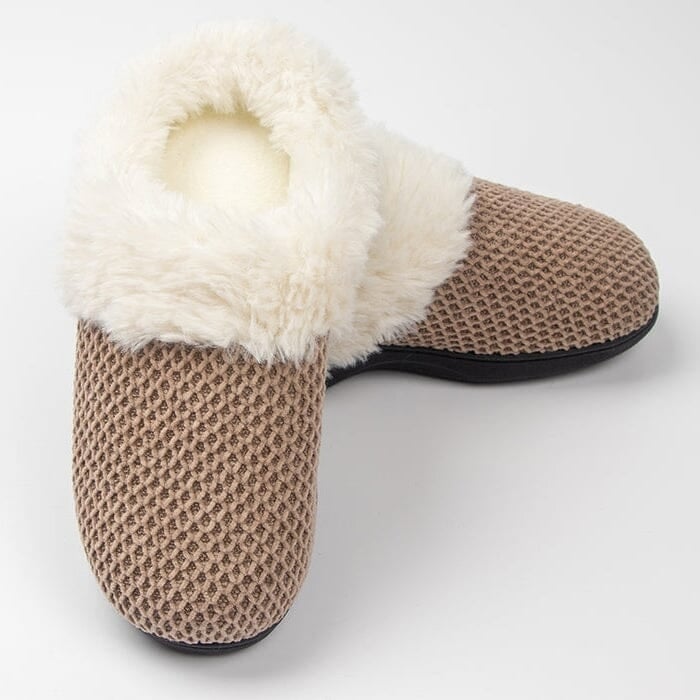 Roxoni Womens Fleece Trim Knit Sweater Furr Clog Slipper Image 6