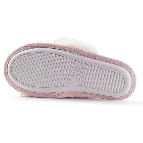 Roxoni Womens Cross Band Soft Furry Slipper 2 Tone Color Cozy Warm Comfy Slip On Image 8