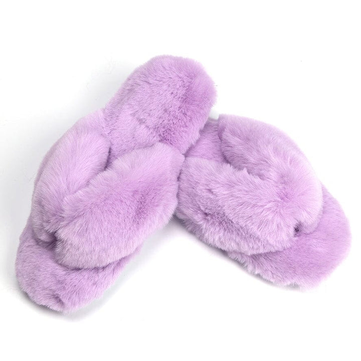 Roxoni Womens Indoor Cute Plush With Contrast Trimming House Slipper Image 2