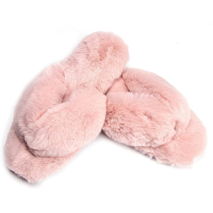 Roxoni Womens Indoor Cute Plush With Contrast Trimming House Slipper Image 3