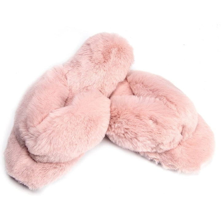 Roxoni Womens Indoor Cute Plush With Contrast Trimming House Slipper Image 1