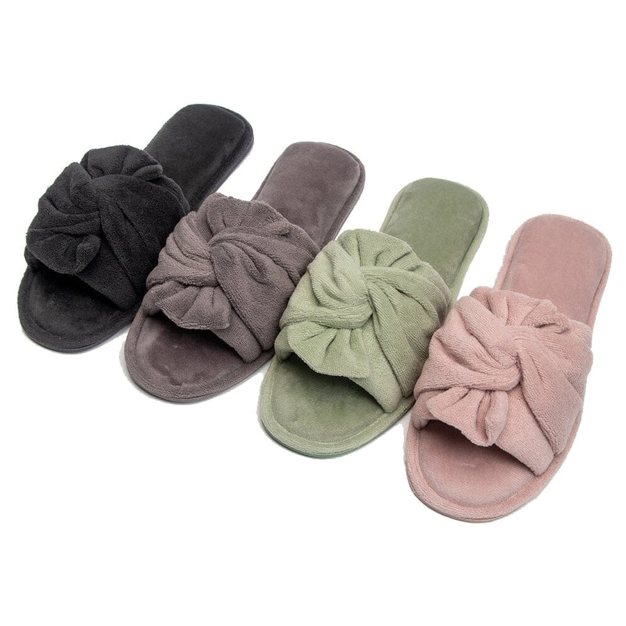 Roxoni Womens Indoor Twist Ribbon Plus Open Toe House Slippers Image 1