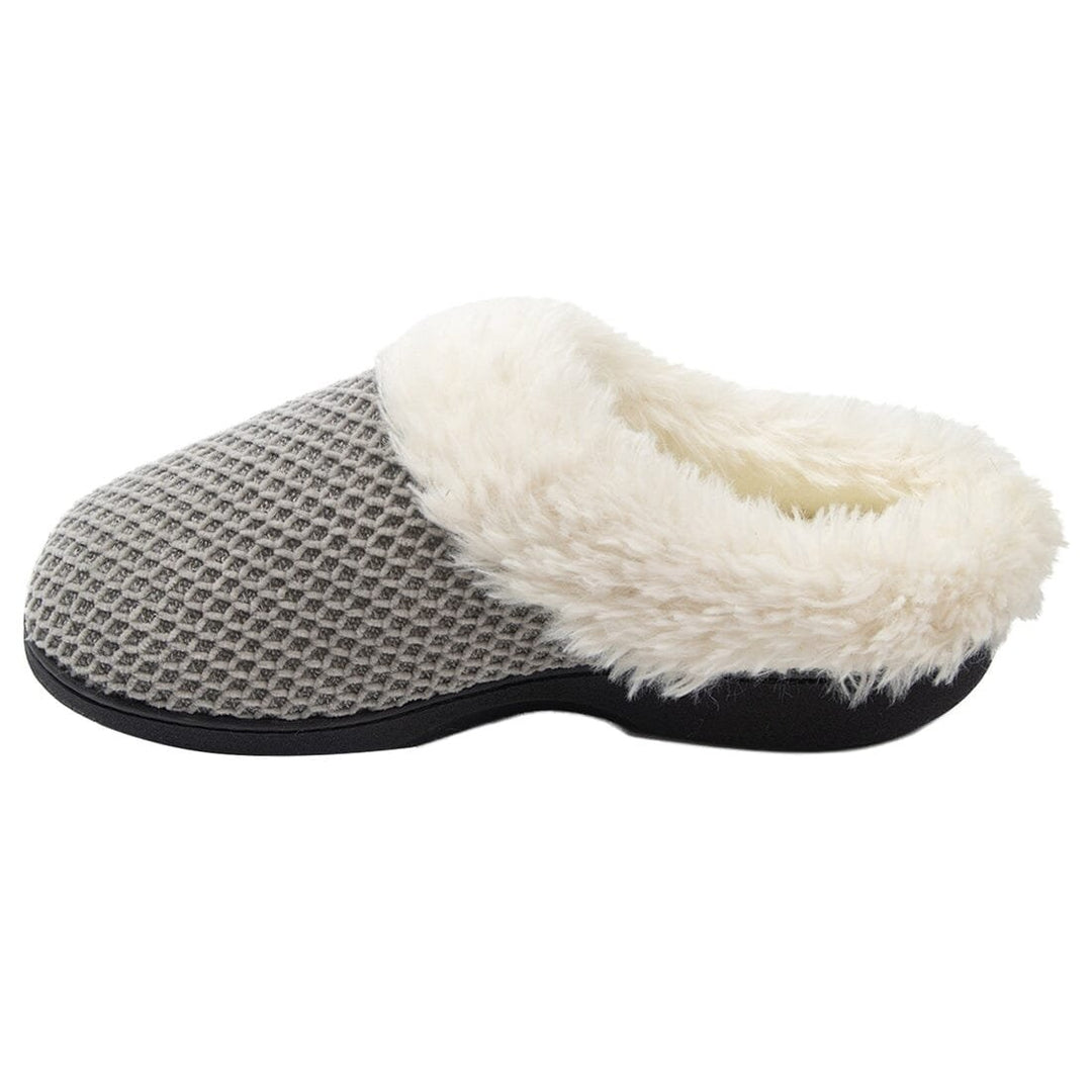 Roxoni Womens Fleece Trim Knit Sweater Furr Clog Slipper Image 8