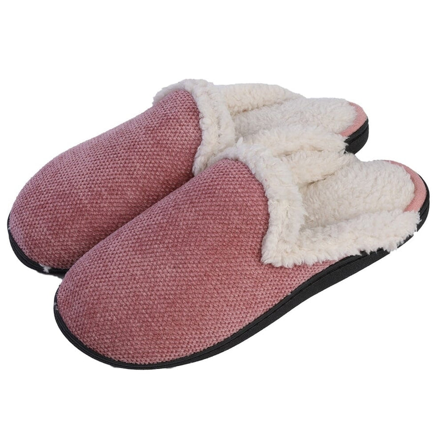 Roxoni Womens Memory Foam House Fleece Trim Knit Sweater Slipper Image 1