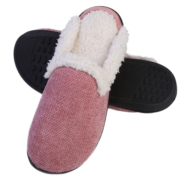 Roxoni Womens Memory Foam House Fleece Trim Knit Sweater Slipper Image 4